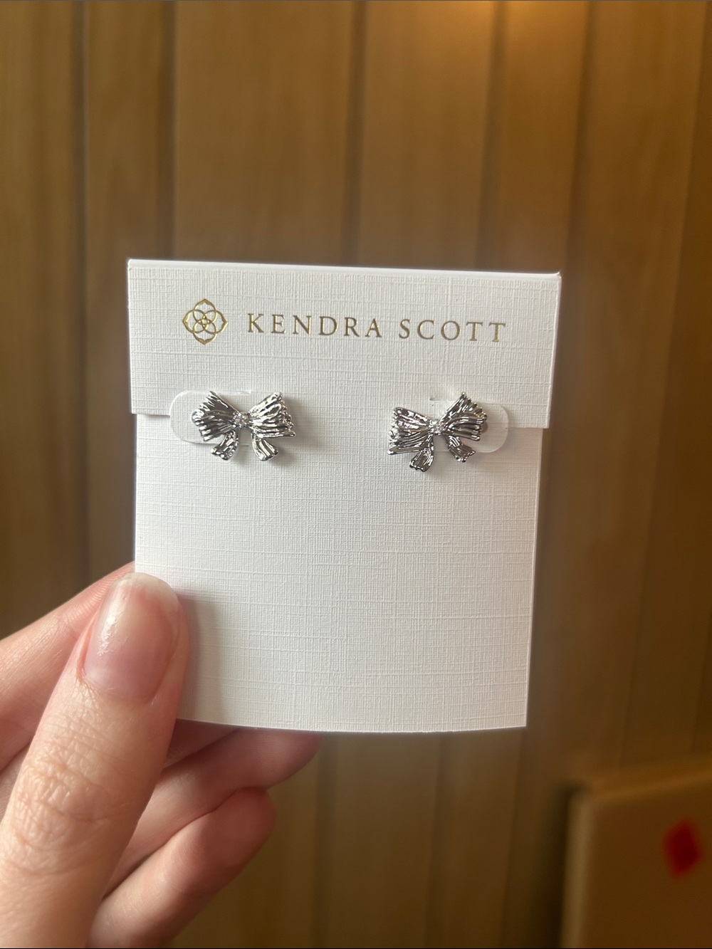 Kendra Scott x LoveShackFancy silver bow earrings
